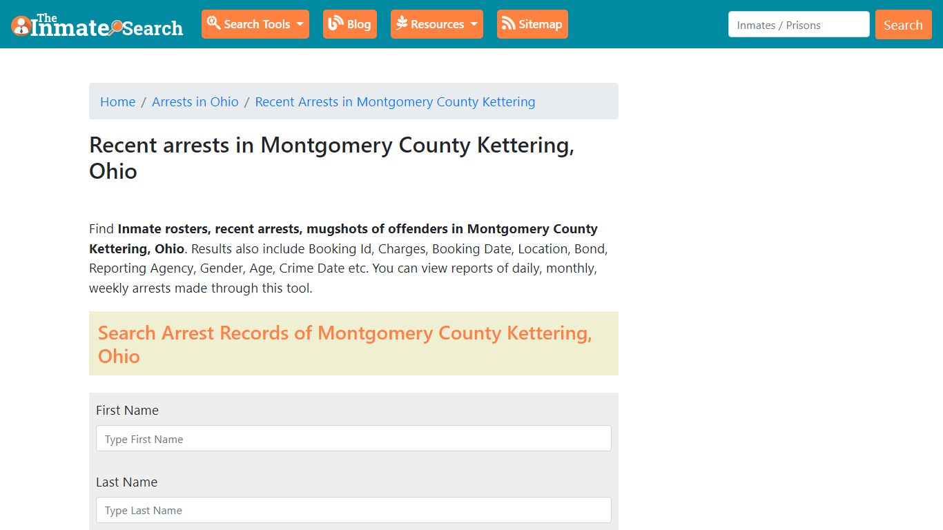 Recent arrests in Montgomery County Kettering, Ohio